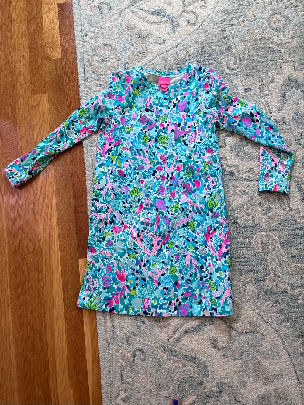 Lilly Pulitzer Girls' Long Dress - Pink & Aqua Floral